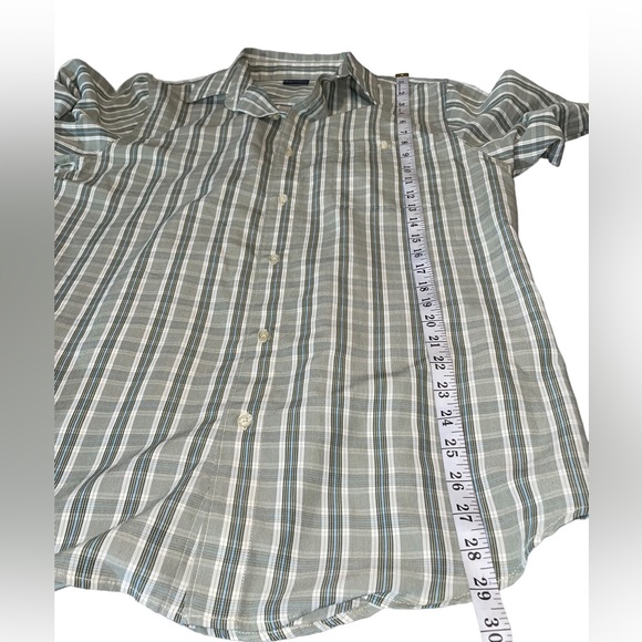 R & R Casual Green Plaid Button Down short sleeve Size Medium Shirt - Picture 3 of 7